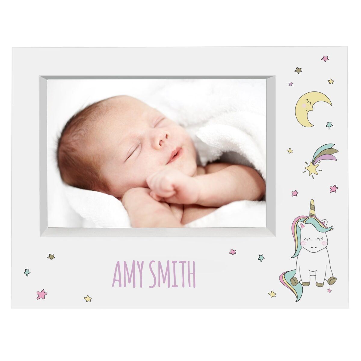 Personalised Baby Unicorn 5x7 Landscape Box Photo Frame: 2 - Photo Frames By Gift Moments