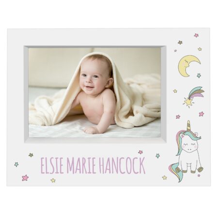 Personalised Baby Unicorn 5x7 Landscape Box Photo Frame: 4 - Photo Frames By Gift Moments