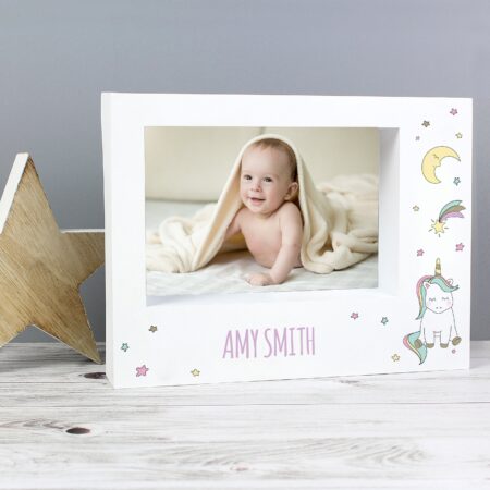 Personalised Baby Unicorn 5x7 Landscape Box Photo Frame: 3 - Photo Frames By Gift Moments