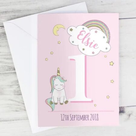 Personalised Baby Unicorn Birthday Age Card: 1 - Greeting Cards By Gift Moments