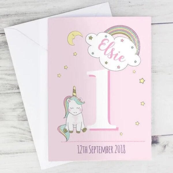 Personalised Baby Unicorn Birthday Age Card: 1 - Greeting Cards By Gift Moments