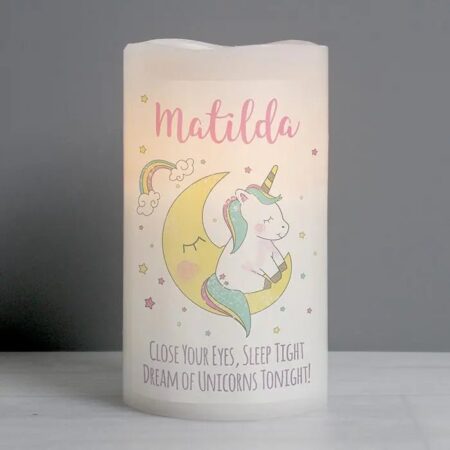 Personalised Baby Unicorn Nightlight LED Candle: 1 - LED Lighting By Gift Moments