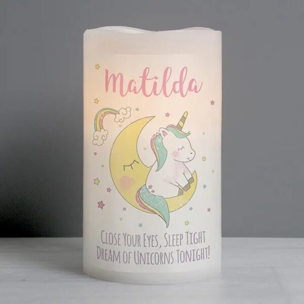 Personalised Baby Unicorn Nightlight LED Candle: 1 - LED Lighting By Gift Moments