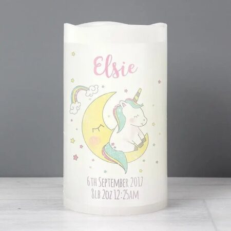 Personalised Baby Unicorn Nightlight LED Candle: 2 - LED Lighting By Gift Moments