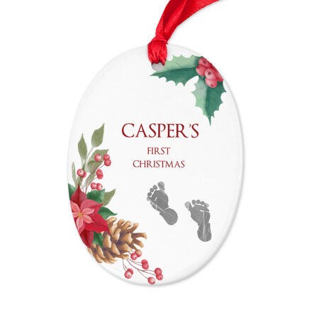 Personalised babys first christmas oval ornament