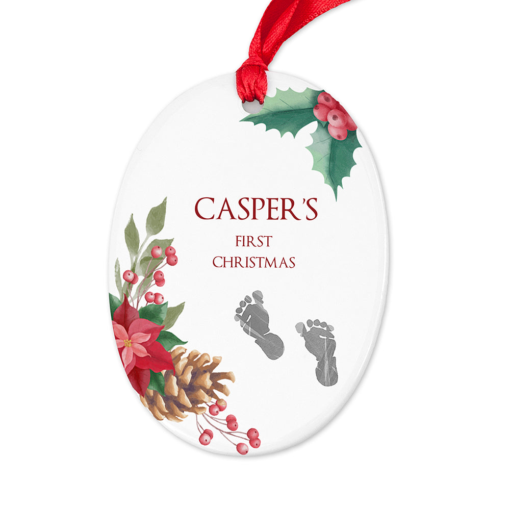 Personalised babys first christmas oval ornament