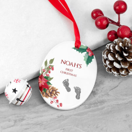 Personalised babys first christmas oval ornament