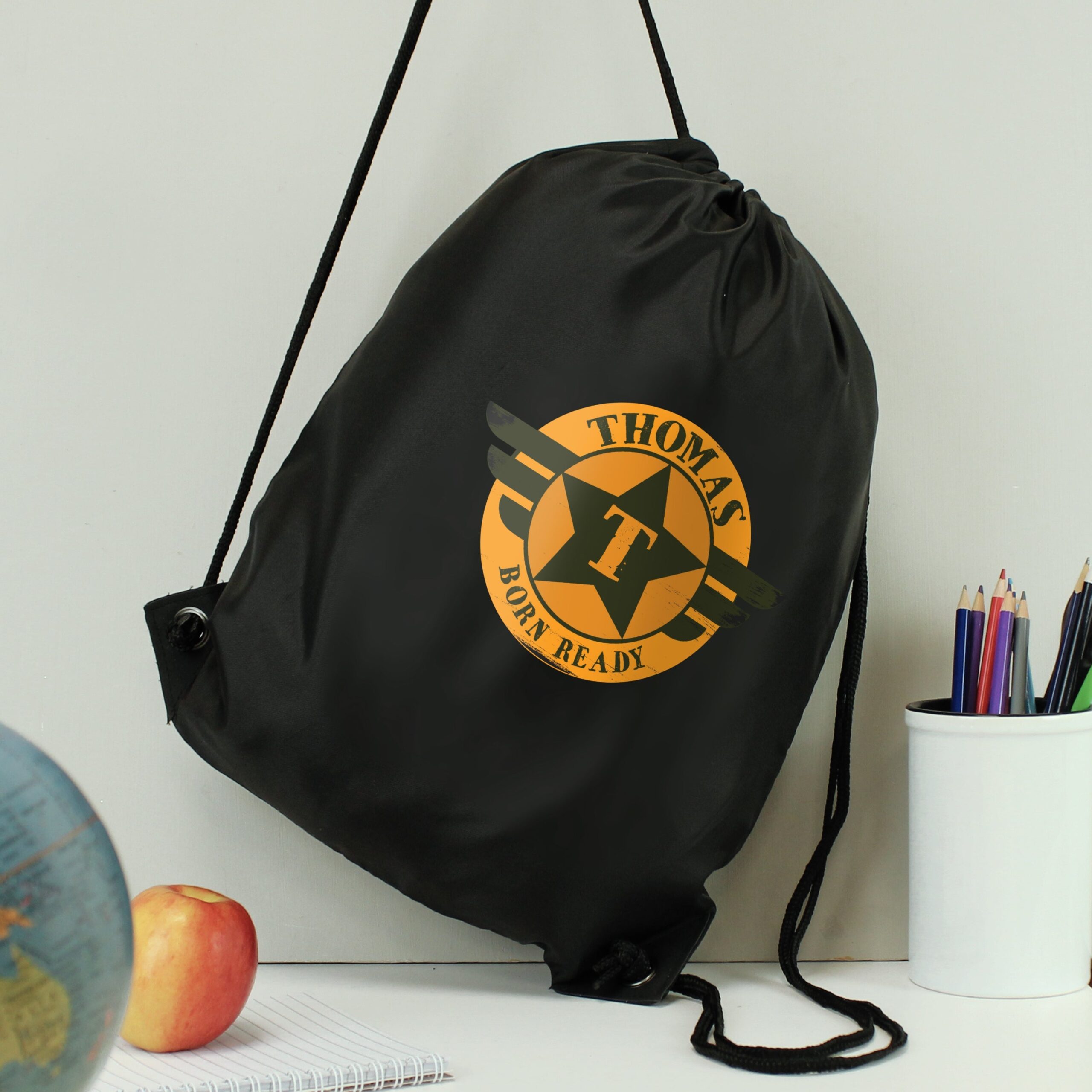 Personalised Badge Black Kit Bag: 1 - Kids Bags By Gift Moments