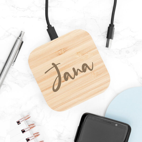 Personalised Bamboo Wireless Charger: 1 - Tech Accessories By Gift Moments