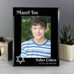 Personalised Bar and Bat Mitzvah Black Glass Photo Frame: 1 - Photo Frames By Gift Moments