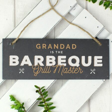 Personalised ’Barbeque Grill Master’ Printed Hanging Slate Plaque: 1 - Signs & Plaques By Gift Moments
