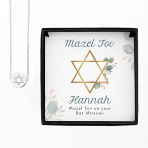 Personalised Bat Mitzvah Sentiment Silver Tone Necklace and Box: 5 - Necklaces By Gift Moments