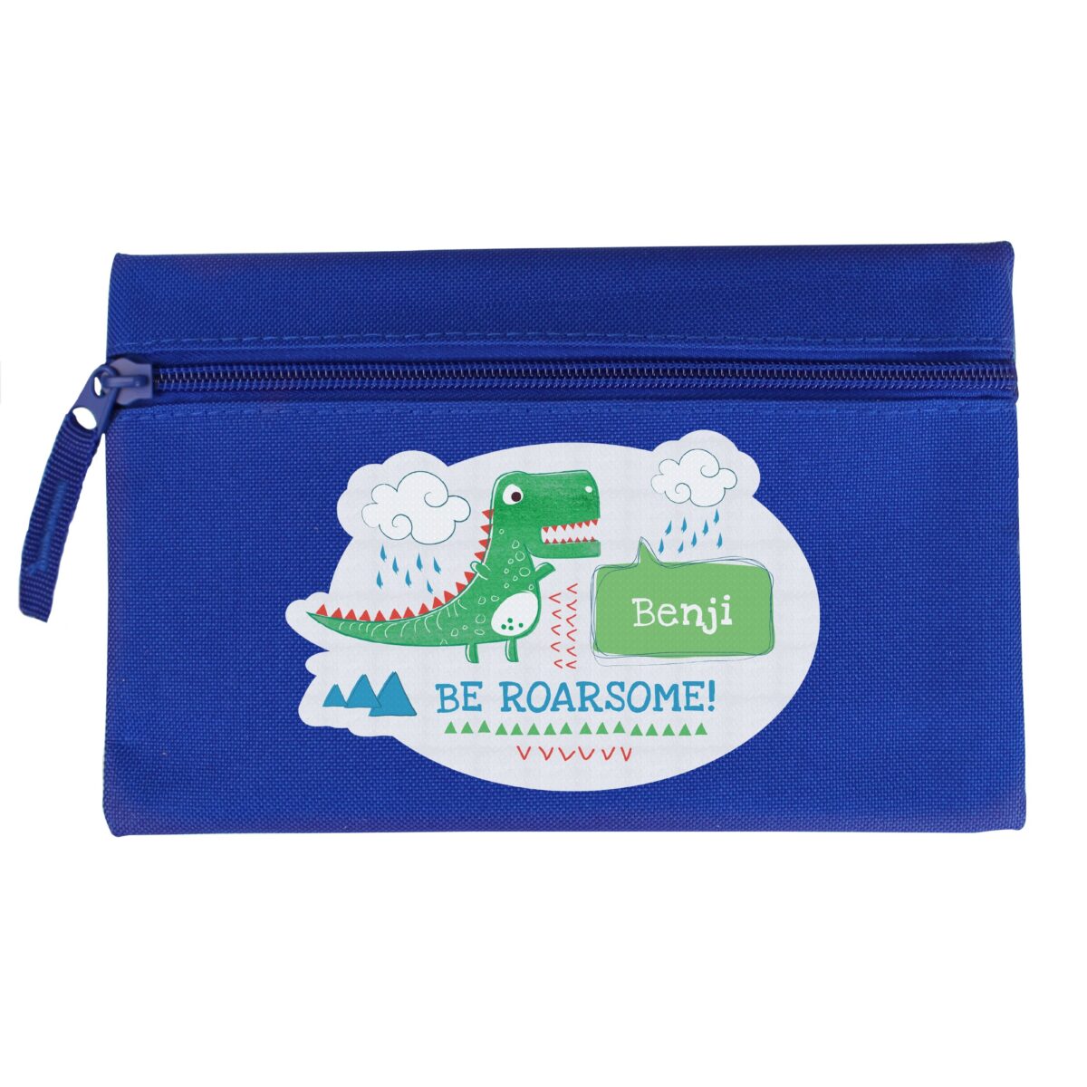 Personalised ’Be Roarsome’ Dinosaur Blue Pencil Case: 4 - Pencil Cases & Sets By Gift Moments