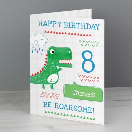 Personalised ’Be Roarsome’ Dinosaur Card: 2 - Greeting Cards By Gift Moments