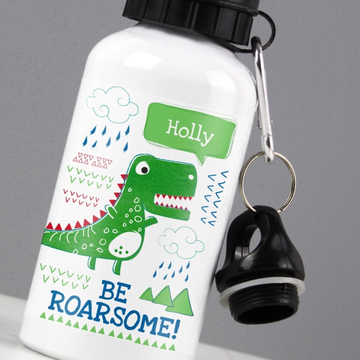 Personalised ’Be Roarsome’ Dinosaur Drinks Bottle: 2 - Kids Bottles By Gift Moments