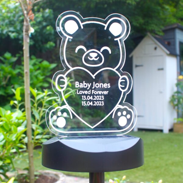 Personalised Bear Memorial Outdoor Solar Light: 1 - Solar Lights By Gift Moments
