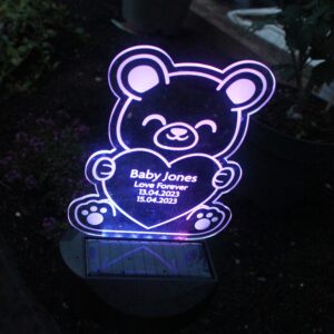 Personalised Bear Memorial Outdoor Solar Light: 9 - Solar Lights By Gift Moments