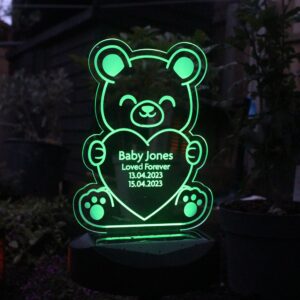 Personalised Bear Memorial Outdoor Solar Light: 2 - Solar Lights By Gift Moments