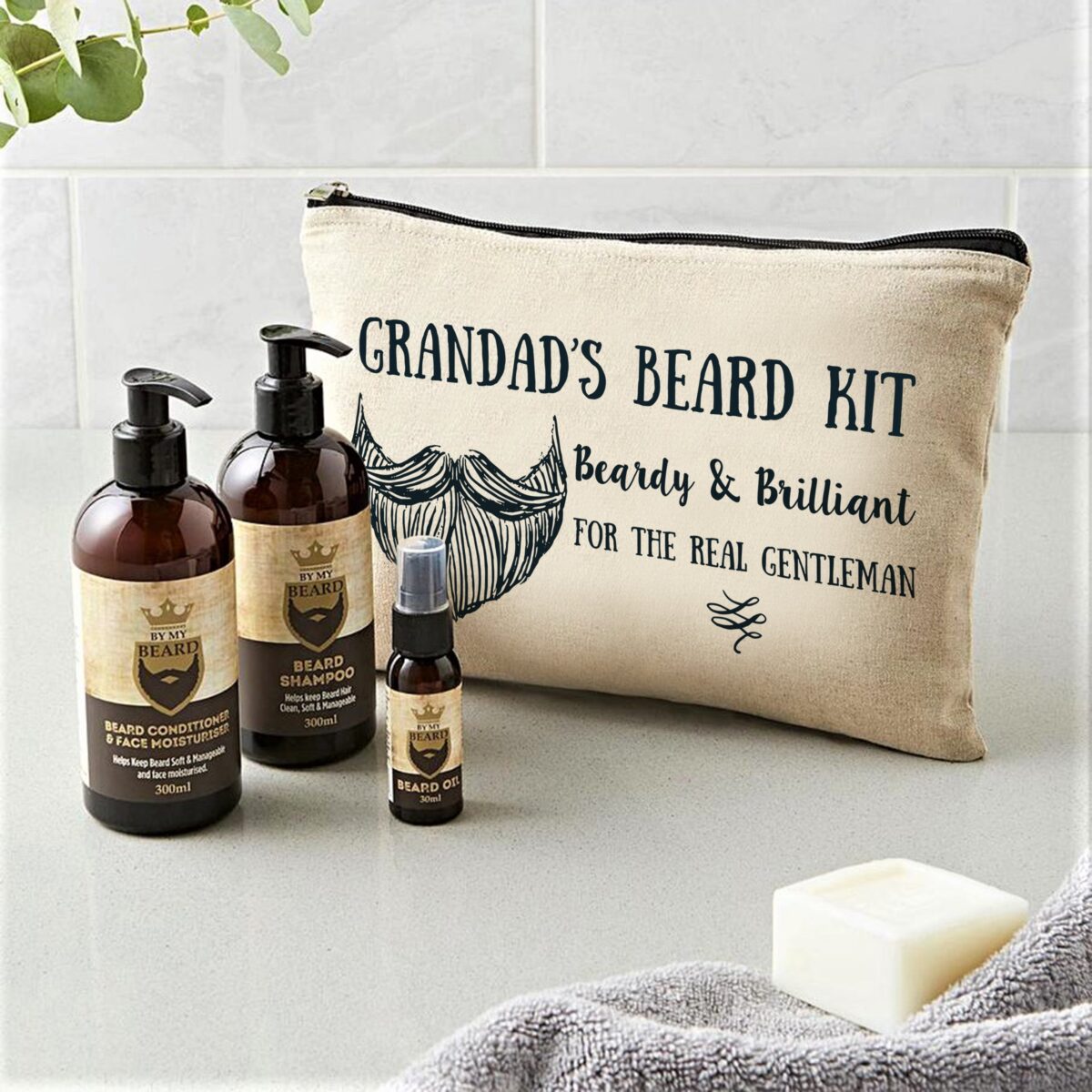 Personalised Beardy & Brilliant Beard Kit: 2 - Toiletry & Makeup Bags By Gift Moments