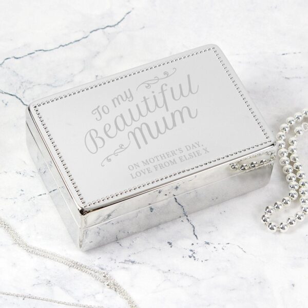 Personalised Beautiful Mum Rectangular Jewellery Box: 1 - Jewellery Boxes By Gift Moments