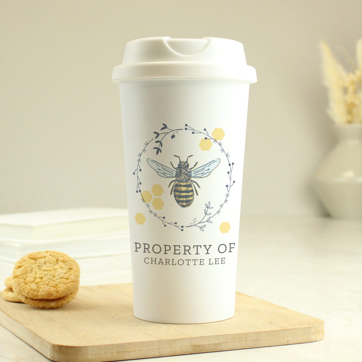 Personalised Bee Insulated Travel Cup: 4 - Travel Mugs By Gift Moments