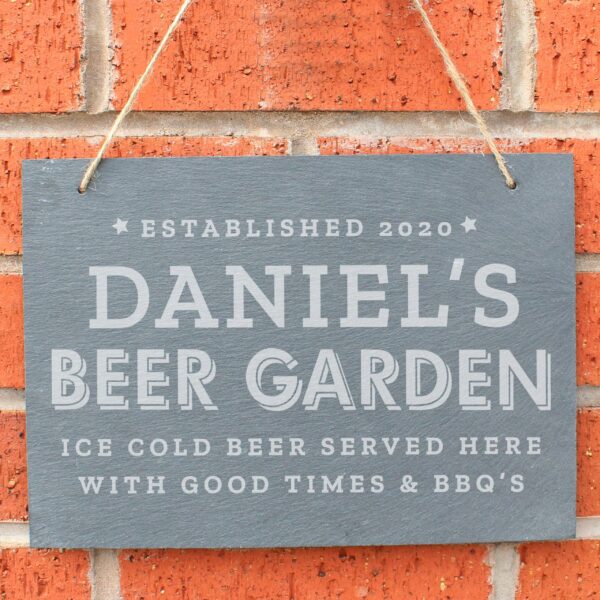 Personalised Beer Garden Hanging Large Slate Sign: 1 - Signs & Plaques By Gift Moments