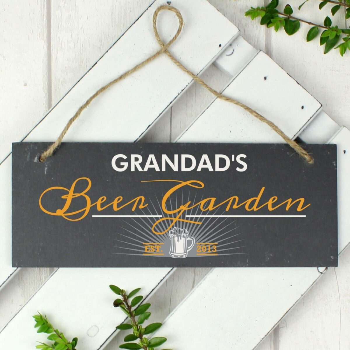 Personalised ’Beer Garden’ Printed Hanging Slate Plaque: 1 - Signs & Plaques By Gift Moments