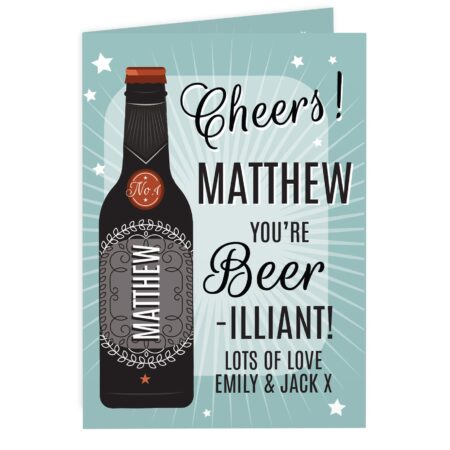 Personalised Beer-illiant Card: 3 - Greeting Cards By Gift Moments