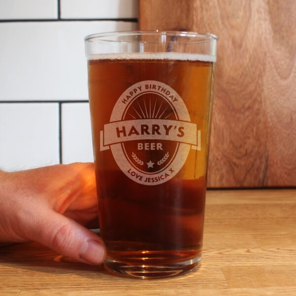 Personalised Beer Label Pint Glass: 2 - Beer Glasses By Gift Moments