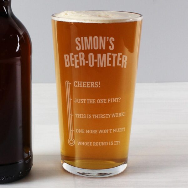 Personalised Beer-o-Meter Pint Glass: 1 - Beer Glasses By Gift Moments