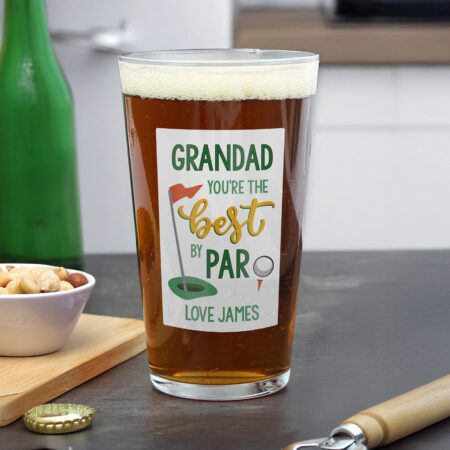 Personalised Best By Par Printed Beer Glass: 1 - Beer Glasses By Gift Moments