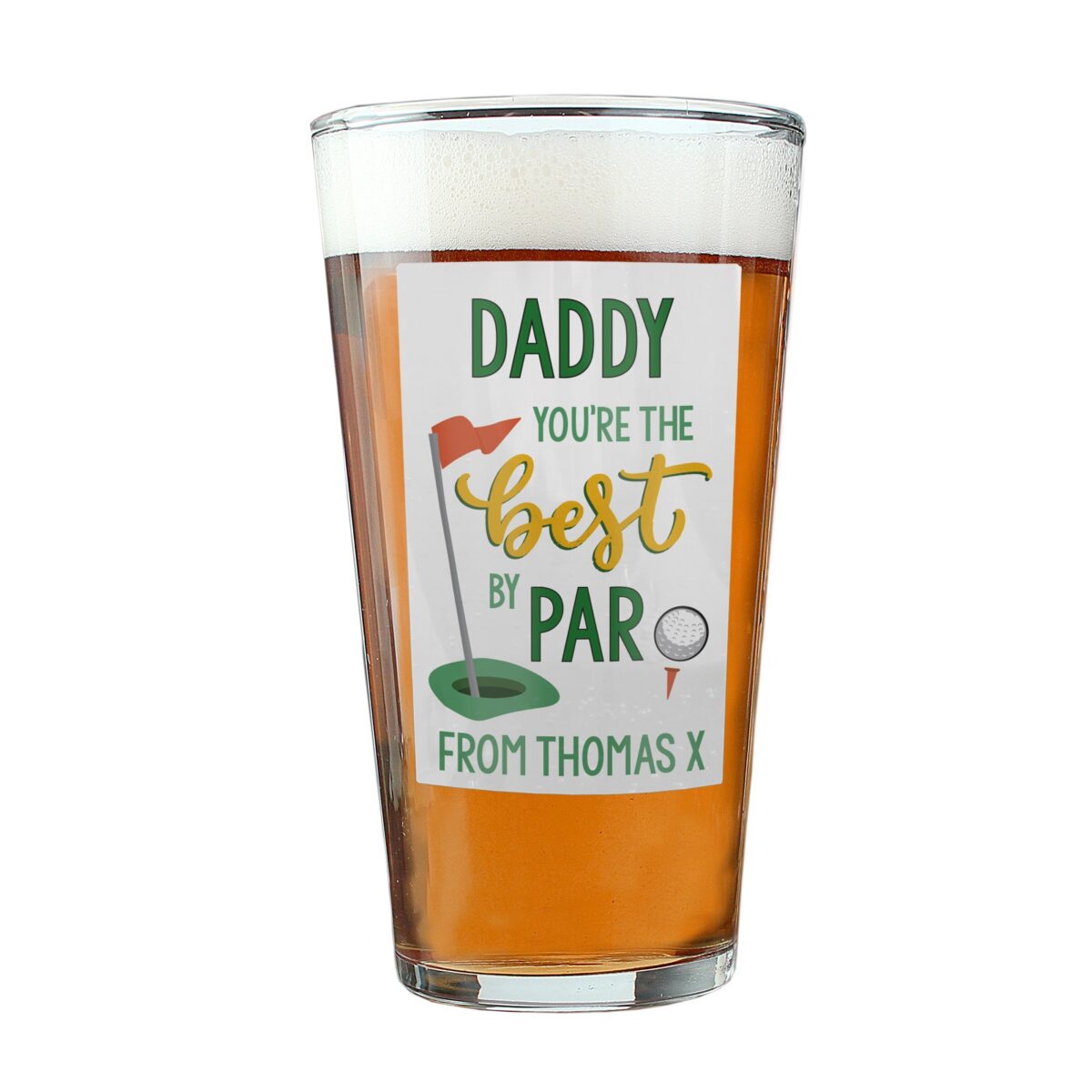 Personalised Best By Par Printed Beer Glass: 5 - Beer Glasses By Gift Moments