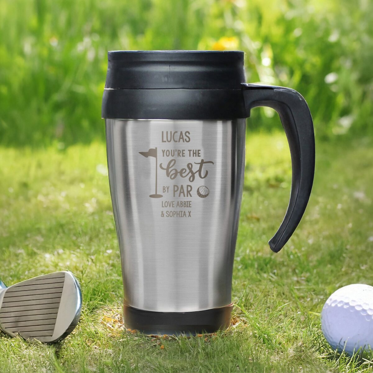 Personalised Best By Par Travel Mug: 3 - Travel Mugs By Gift Moments