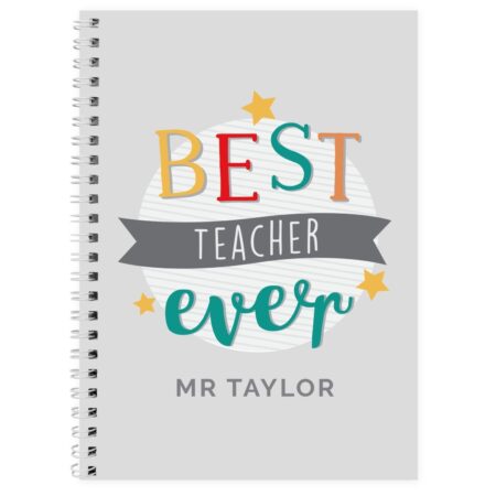 Personalised ’Best Teacher Ever’ A5 Notebook: 3 - Notebooks By Gift Moments