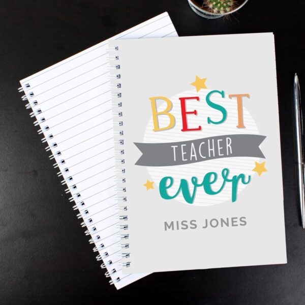 Personalised ’Best Teacher Ever’ A5 Notebook: 2 - Notebooks By Gift Moments