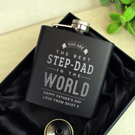 Personalised Best in The World Black Hip Flask: 1 - Hip Flasks By Gift Moments