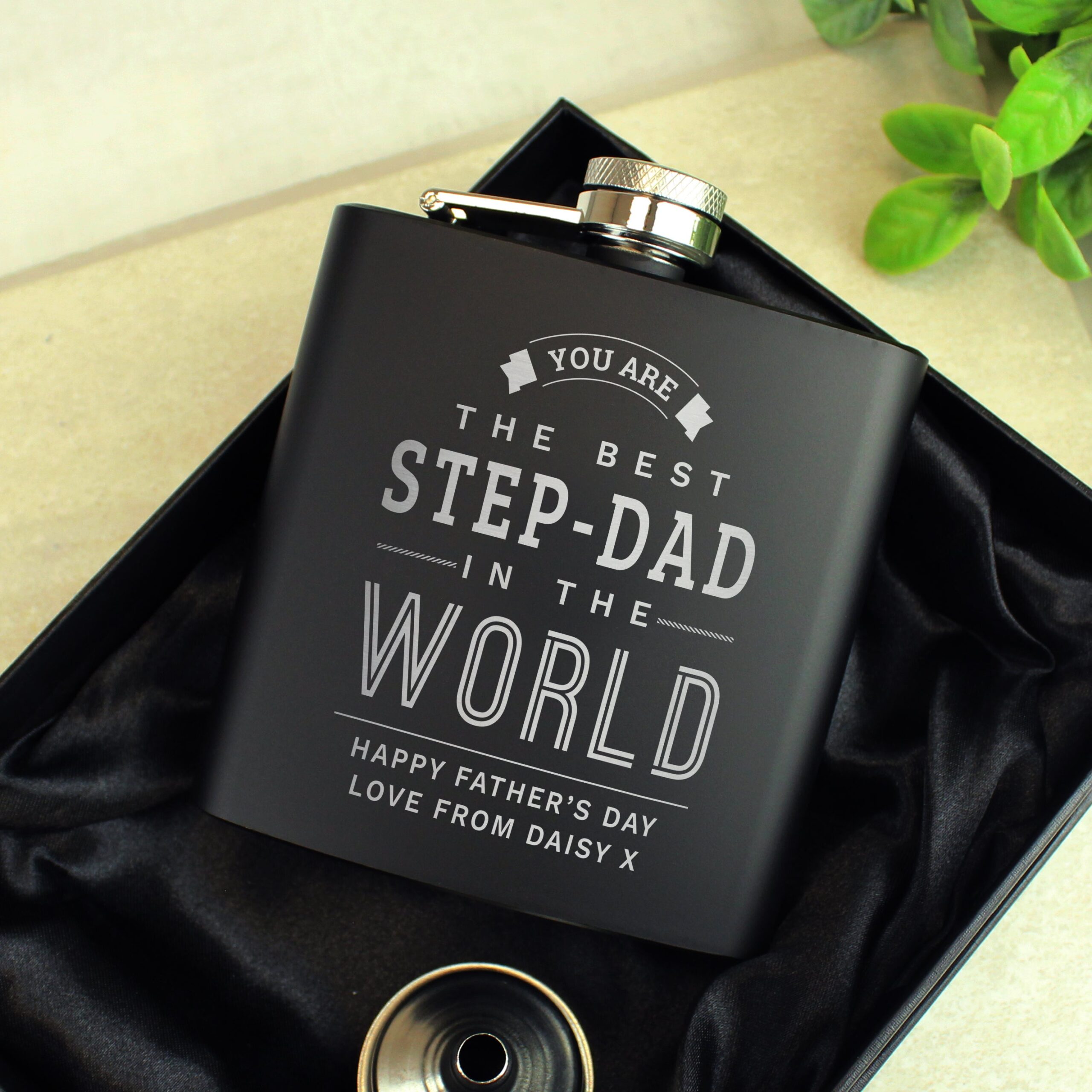 Personalised Best in The World Black Hip Flask: 1 - Hip Flasks By Gift Moments