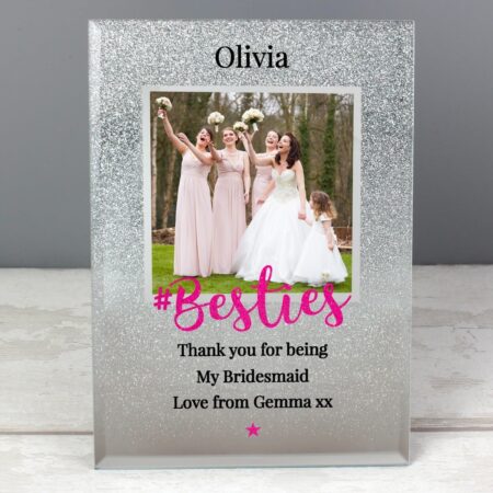 Personalised ’Bestie’ 4x4 Glitter Glass Photo Frame: 3 - Photo Frames By Gift Moments