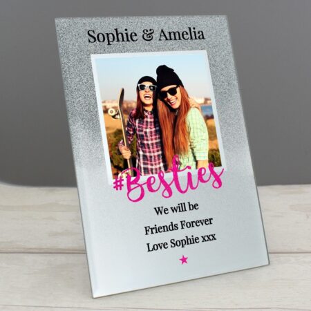 Personalised ’Bestie’ 4x4 Glitter Glass Photo Frame: 1 - Photo Frames By Gift Moments