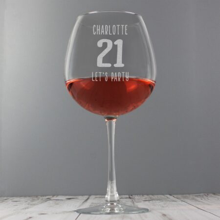 Personalised Big Age Bottle of Wine Glass: 1 - Wine Glasses By Gift Moments