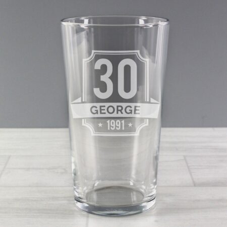 Personalised Big Age & Name Birthday Pint Glass: 3 - Beer Glasses By Gift Moments