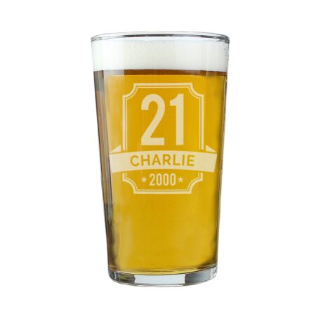 Personalised Big Age & Name Birthday Pint Glass: 2 - Beer Glasses By Gift Moments