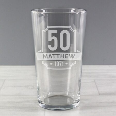 Personalised Big Age & Name Birthday Pint Glass: 5 - Beer Glasses By Gift Moments