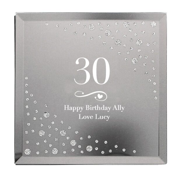 Personalised Big Age Swirls & Hearts Diamante Glass Trinket Box: 2 - Trinket Boxes By Gift Moments