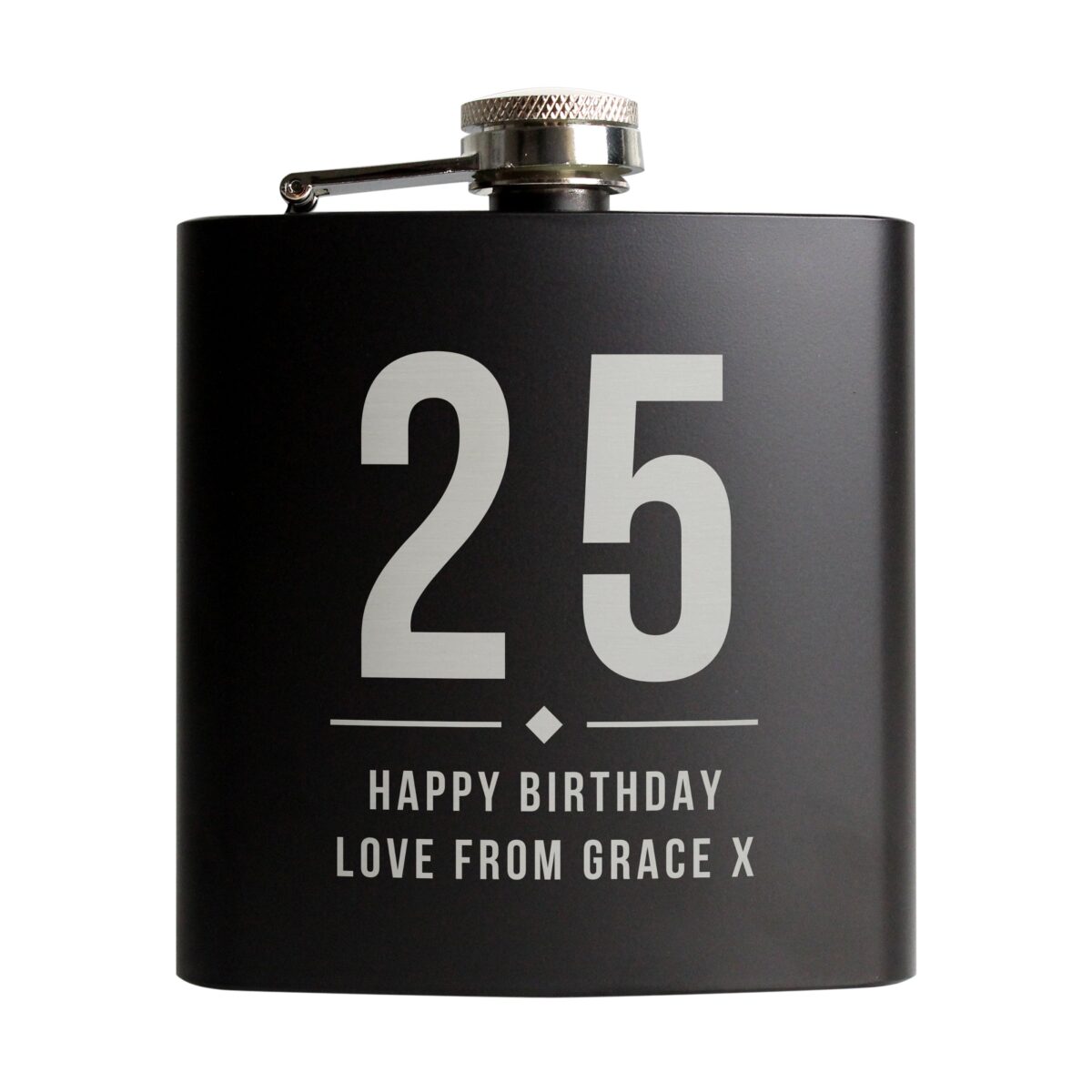 Personalised Big Numbers Black Hip Flask: 5 - Hip Flasks By Gift Moments