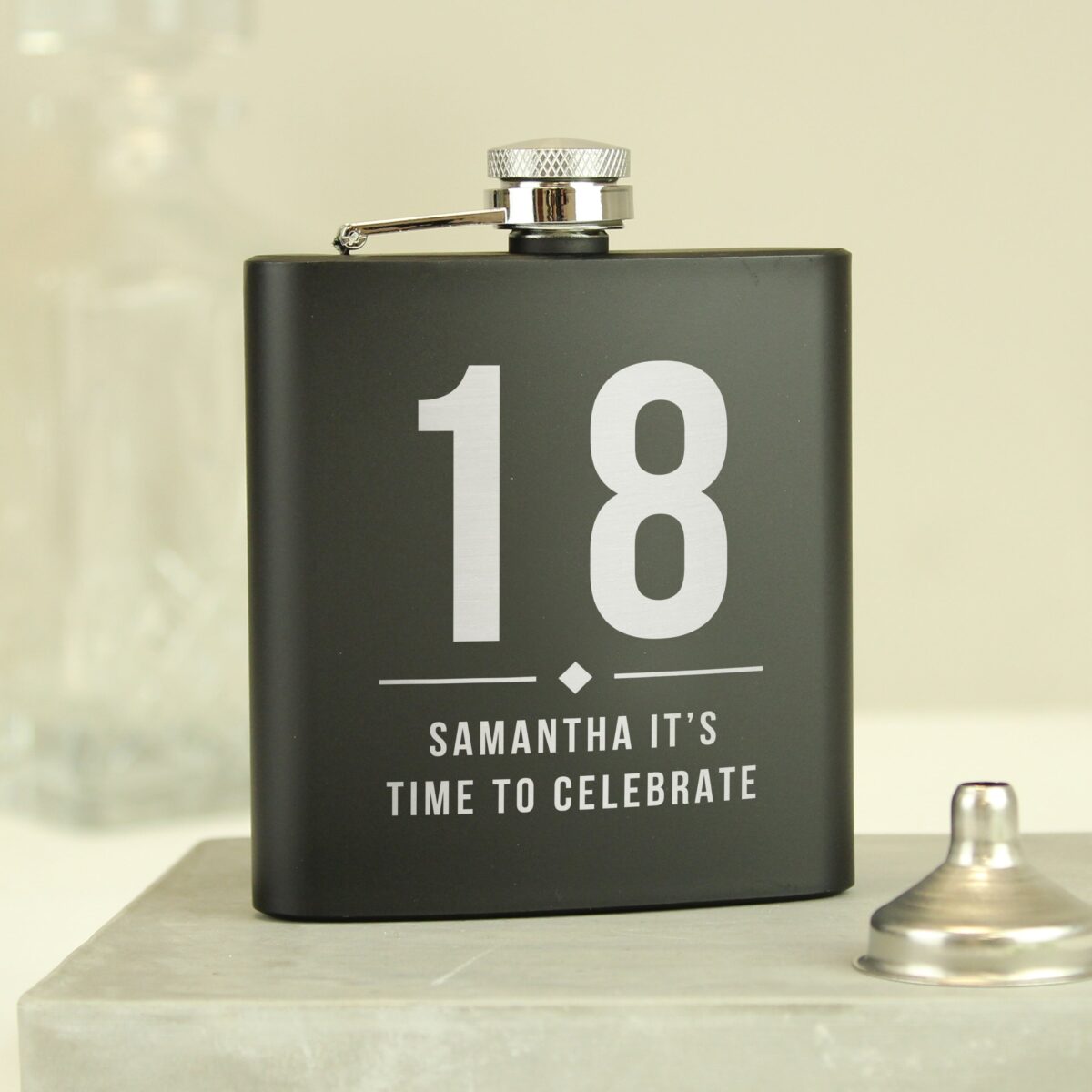 Personalised Big Numbers Black Hip Flask: 7 - Hip Flasks By Gift Moments