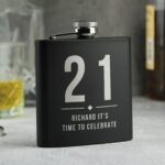 Personalised Big Numbers Black Hip Flask: 1 - Hip Flasks By Gift Moments