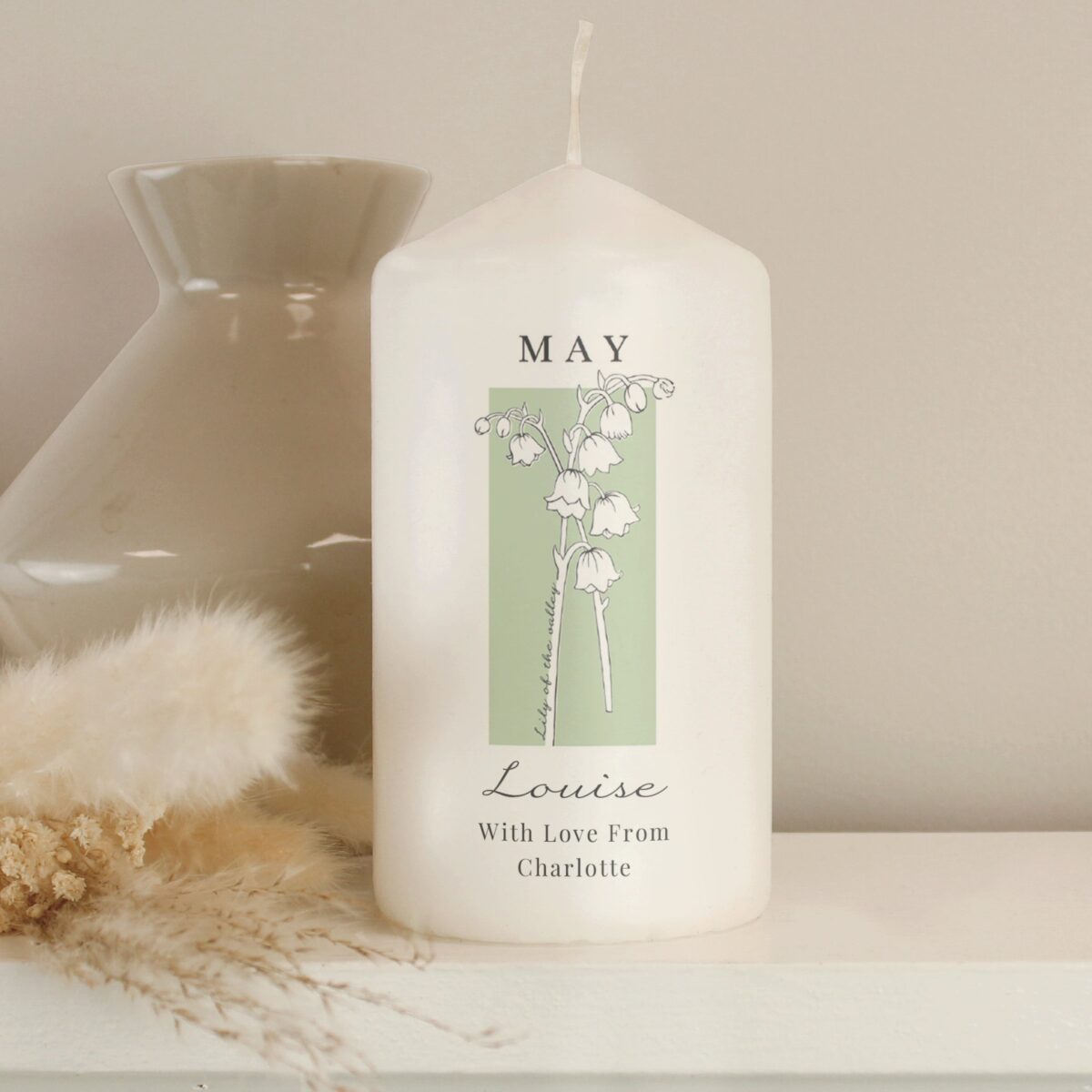 Personalised Birth Flower Pillar Candle: 6 - Candles By Gift Moments
