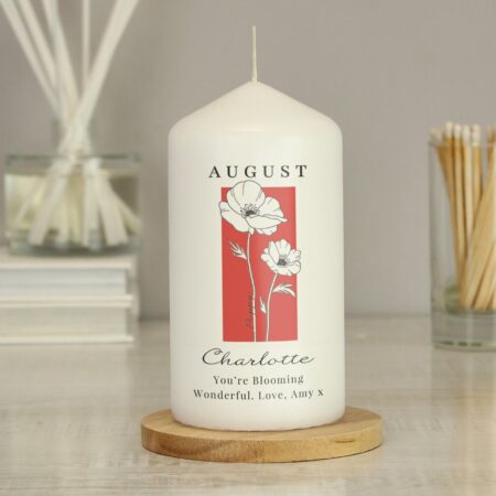 Personalised Birth Flower Pillar Candle: 10 - Candles By Gift Moments