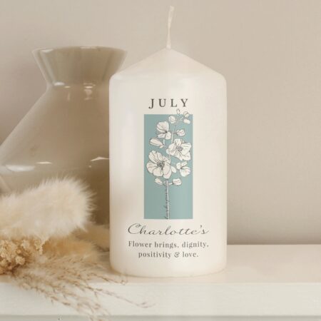 Personalised Birth Flower Pillar Candle: 8 - Candles By Gift Moments